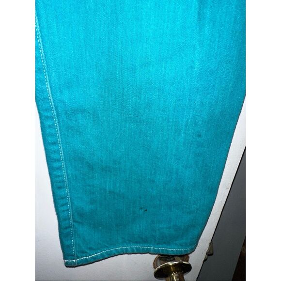 Levis 501 Button Fly Jeans Men's 34 x 26.5 Turquoise Teal relaxed Straight red t - Picture 8 of 8